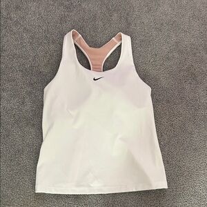 Nike White and Pink Racerback Tank